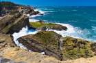 Cape Arago State Park, Coos County, Oregon, USA. Pacific Ocean meets rocks on the rugged coastline. Art Print